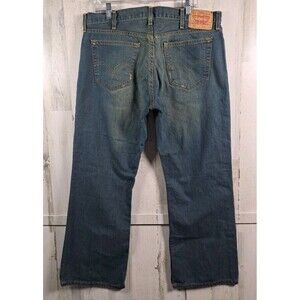 Levis 527 Jeans Men's 38x30 Low Boot Cut Distressed Denim Cotton Blue Dingy Wash